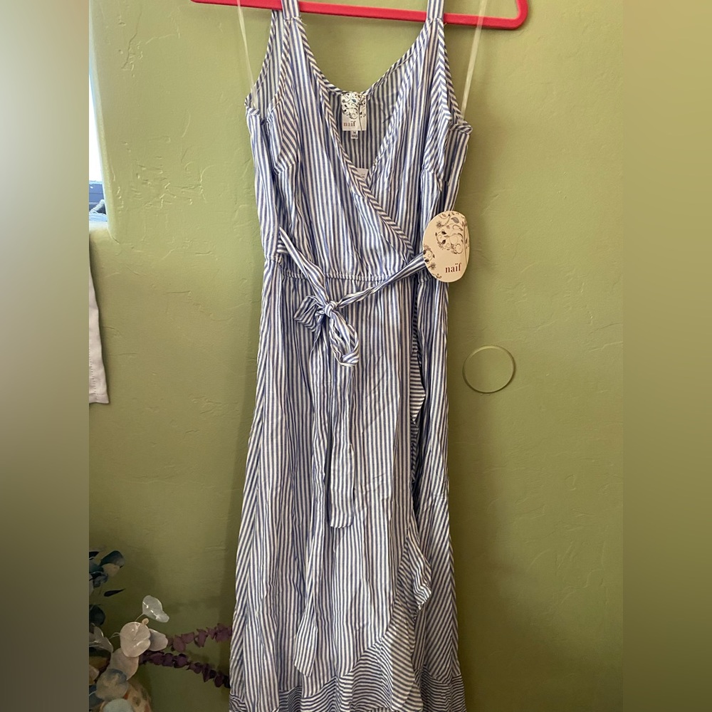 Blue and white maxi dress
